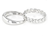 Rhodium Over Sterling Silver Set Of 2 Band Rings