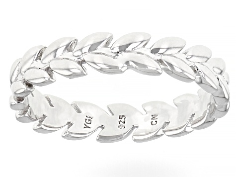 Rhodium Over Sterling Silver Set Of 2 Band Rings