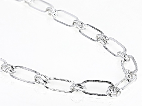 Sterling Silver 6.5mm Rectangle Link 18 Inch Chain