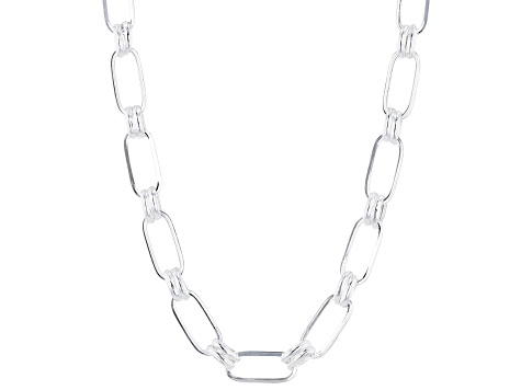 Sterling Silver 6.5mm Rectangle Link 20 Inch Chain