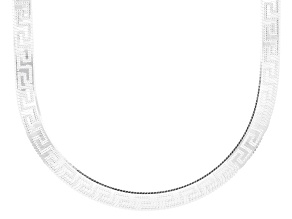 Sterling Silver Reversible 7mm Greek Key Herringbone 20 Inch Necklace