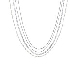 Sterling Silver Beaded, Mariner, Diamond-Cut Snake, and Singapore 20 Inch Chain Set of 4