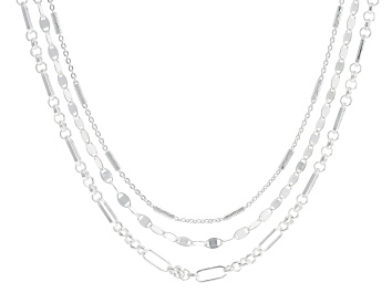 Picture of Sterling Silver Valentino, Rolo Station, & Bar Station 20 Inch Chain Set of 3