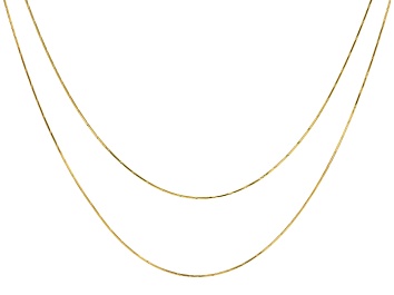 Picture of 18k Yellow Gold Over Sterling Silver Set Of 2 20 And 24 Inch Snake Chains With Diamond-Cut Stations