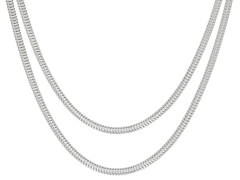 Sterling Silver Set Of 2 18 And 20 Inch Snake Chains