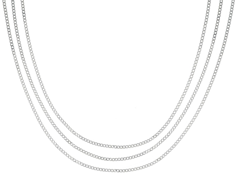 Sterling Silver 1.4mm 18, 20, And 22 Inch Cuban Link Chain Set Of 3