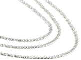 Sterling Silver 1.4mm 18, 20, And 22 Inch Cuban Link Chain Set Of 3
