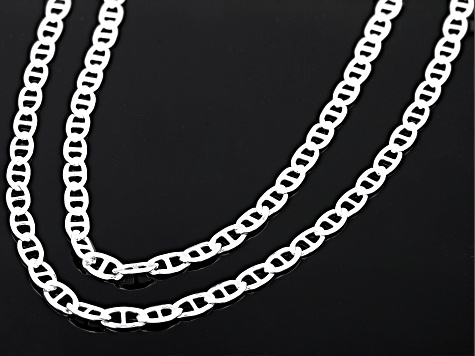 Sterling Silver Set Of 2 18 And 20 Inch Mariner Chains