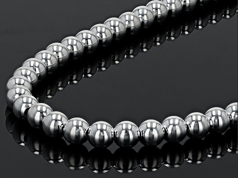 Sterling Silver Bead Link Necklace 20 inch 6mm