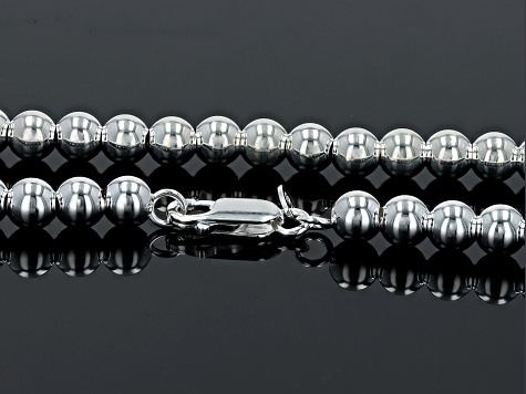 Sterling Silver Bead Link Necklace 20 inch 6mm
