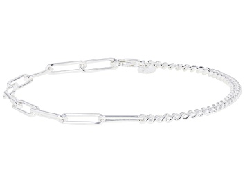 Picture of Sterling Silver 2.7mm Curb & 4mm Paperclip Link Bracelet