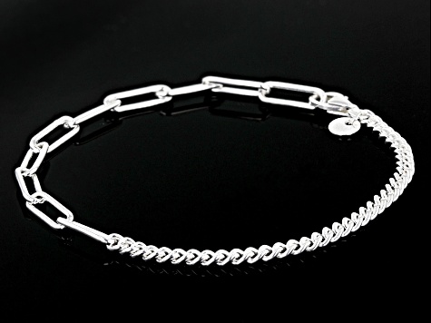 Sterling Silver 2.7mm Curb & 4mm Paperclip Link Bracelet