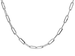 Platinum Over Sterling Silver 5.9mm Paperclip 18 Inch Chain