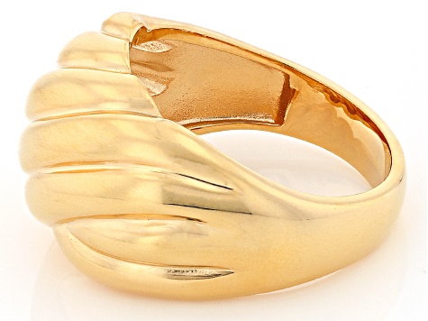 18k Yellow Gold Over Sterling Silver Textured Domed Ring