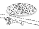Platinum Over Sterling Silver Flower Pattern Pendant With 18 Inch Cable Chain
