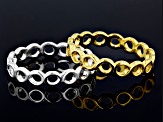 Sterling Silver & 18k Yellow Gold Over Sterling Silver Set of 2 Infinity Band Rings