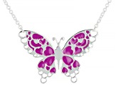 Sterling Silver Purple Enamel Butterfly 18 Inch Necklace