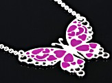 Sterling Silver Purple Enamel Butterfly 18 Inch Necklace