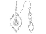 Sterling Silver Diamond-Cut Teardrop Swirl Dangle Earrings