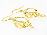 18k Yellow Gold Over Sterling Silver Diamond-Cut Teardrop Swirl Dangle Earrings