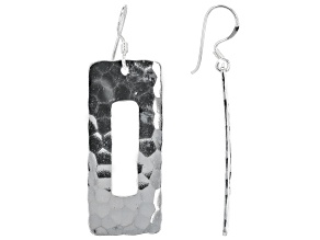 Sterling Silver Hammered Rectangle Dangle Earrings