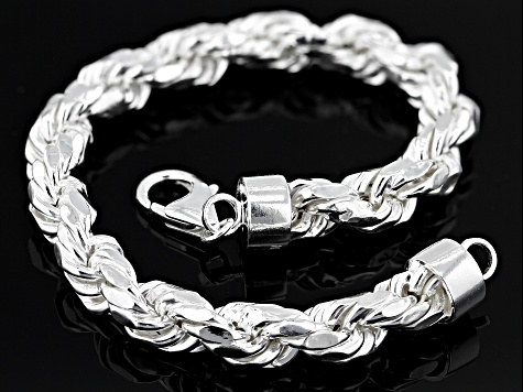 Sterling Silver 8.4mm Rope Link Bracelet