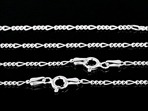 Sterling Silver 1.7mm 20 & 24 Inch Figaro Chain Set Of 2