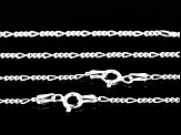 Sterling Silver 1.7mm 20 & 24 Inch Figaro Chain Set Of 2