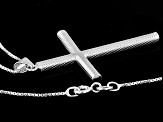 Sterling Silver Diamond-Cut Cross Pendant With 18 Inch Box Chain