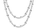 Sterling Silver Curb Link Mirror Station 18 & 20 Inch Chain Set of 2