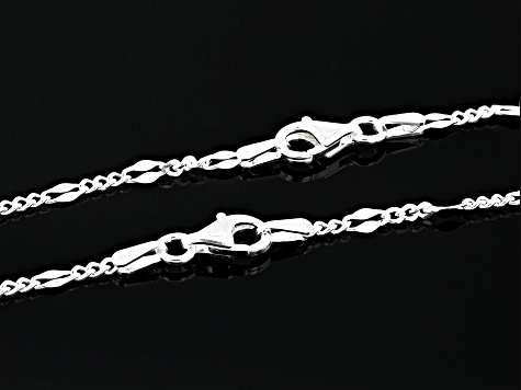 Sterling Silver Curb Link Mirror Station 18 & 20 inch Chain Set of 2