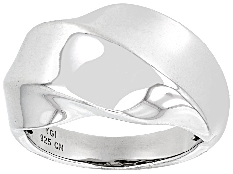 CD Icon Signet Ring Silver and White Crystals