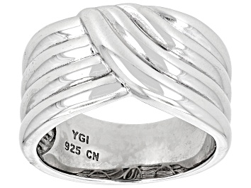 Picture of Rhodium Over Sterling Silver Graduated Crossover Ring