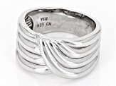 Rhodium Over Sterling Silver Graduated Crossover Ring