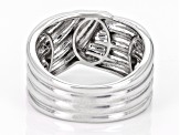 Rhodium Over Sterling Silver Graduated Crossover Ring
