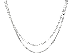 Sterling Silver 1.5mm Cable & 1.5mm Paperclip 20 Inch Chain Set of 2