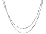 Sterling Silver 1.5mm Cable & 1.5mm Paperclip 20 Inch Chain Set of 2