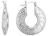 Sterling Silver 1" Greek Key Hoop Earrings