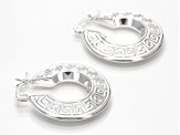 Sterling Silver 1" Greek Key Hoop Earrings