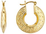 18k Yellow Gold Over Sterling Silver 1" Greek Key Hoop Earrings