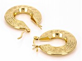 18k Yellow Gold Over Sterling Silver 1" Greek Key Hoop Earrings