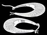 Sterling Silver Greek Key 1 3/16" Oval Hoop Earrings