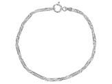 Sterling Silver 2.4mm Singapore 20 Inch Chain & 2.4mm Singapore Link Bracelet Set of 2