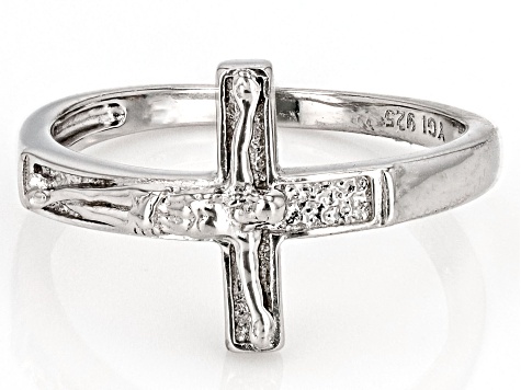 Rhodium Over Sterling Silver Crucifix Ring - DOM585 | JTV.com