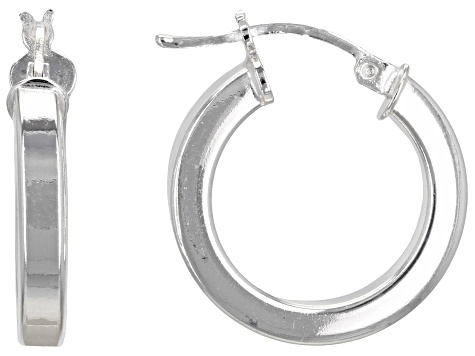Sterling Silver 13/16" Square Tube Hoop Earrings