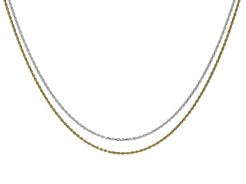 Picture of Sterling Silver & 18k Yellow Gold Over Sterling Silver 1.4mm Rope 20 Inch Chain Set of 2