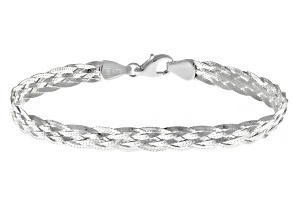 Sterling Silver Braided Herringbone Link Bracelet