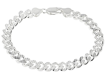 Picture of Sterling Silver 8mm Textured Cuban Link Bracelet