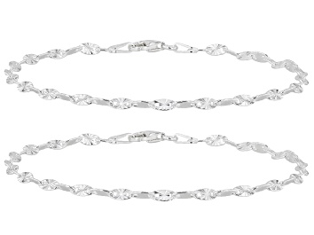 Picture of Sterling Silver 3mm Diamond-Cut Valentino Link Bracelet Set of 2
