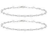 Sterling Silver 3mm Diamond-Cut Valentino Link Bracelet Set of 2